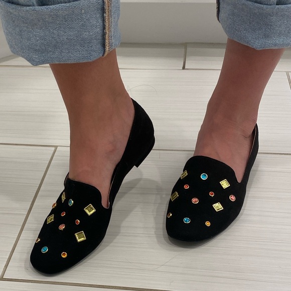 Katy Perry Collections Shoes - Katy Perry Collections Black Loafers with Vibrant Gem Accents